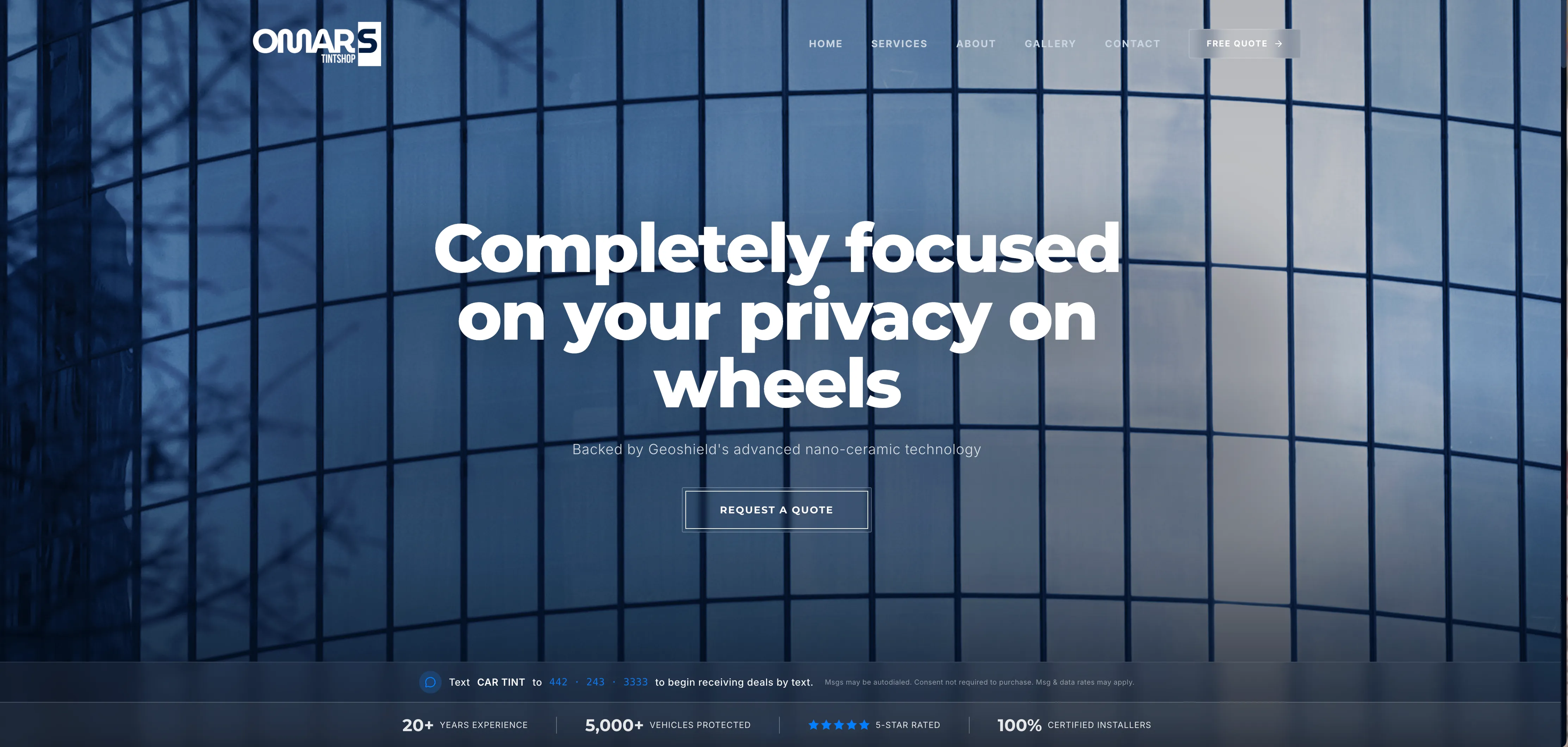 Website built for a Mobile Detailing Business — hero section preview